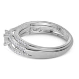 10kt White Gold Princess Diamond Bridal Wedding Ring Band Set 1/2 Cttw