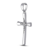 10kt White Gold Womens Round Diamond Cross Pendant 1/12 Cttw