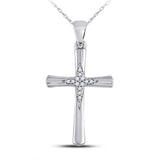 10kt White Gold Womens Round Diamond Cross Pendant 1/12 Cttw