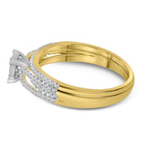 14kt Yellow Gold Princess Diamond Bridal Wedding Ring Band Set 1/2 Cttw