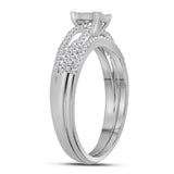 14kt White Gold Princess Diamond Bridal Wedding Ring Band Set 1/2 Cttw
