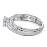 14kt White Gold Princess Diamond Bridal Wedding Ring Band Set 1/2 Cttw
