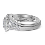14kt White Gold Princess Diamond Bridal Wedding Ring Band Set 1 Cttw
