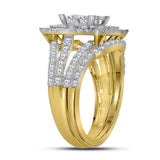 14kt Yellow Gold Princess Diamond Bridal Wedding Ring Band Set 2 Cttw
