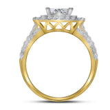 14kt Yellow Gold Princess Diamond Bridal Wedding Ring Band Set 2 Cttw