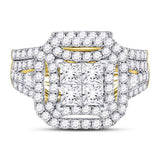 14kt Yellow Gold Princess Diamond Bridal Wedding Ring Band Set 2 Cttw