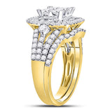 14kt Yellow Gold Princess Diamond Bridal Wedding Ring Band Set 2 Cttw