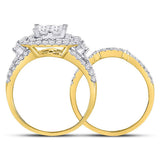 14kt Yellow Gold Princess Diamond Bridal Wedding Ring Band Set 2 Cttw