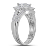 14kt White Gold Princess Diamond Bridal Wedding Ring Band Set 1 Cttw