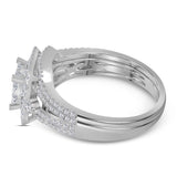 14kt White Gold Princess Diamond Bridal Wedding Ring Band Set 1 Cttw