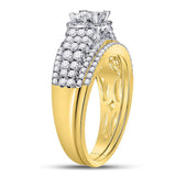 14kt Yellow Gold Princess Diamond Bridal Wedding Ring Band Set 1 Cttw