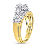 14kt Yellow Gold Princess Diamond Bridal Wedding Ring Band Set 1 Cttw
