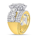 14kt Yellow Gold Princess Diamond Bridal Wedding Ring Band Set 4 Cttw