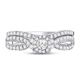 10kt White Gold Round Diamond Bridal Wedding Ring Band Set 3/4 Cttw