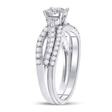 10kt White Gold Round Diamond Bridal Wedding Ring Band Set 3/4 Cttw