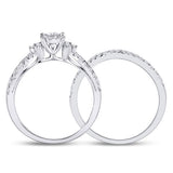 10kt White Gold Round Diamond Bridal Wedding Ring Band Set 3/4 Cttw