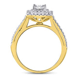 10kt Yellow Gold Round Diamond Square Bridal Wedding Engagement Ring 1/2 Cttw