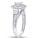 10kt White Gold Round Diamond Heart Bridal Wedding Engagement Ring 1/2 Cttw