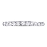 10kt White Gold Womens Round Diamond Single Row Band Ring 1/2 Cttw