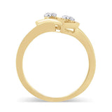 10kt Yellow Gold Womens Round Diamond Double Heart Ring 1/10 Cttw