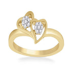 10kt Yellow Gold Womens Round Diamond Double Heart Ring 1/10 Cttw