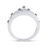 Sterling Silver Womens Round Black Color Enhanced Diamond Crown Fashion Ring 1/10 Cttw