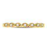 14kt Yellow Gold Womens Round Diamond Classic Stackable Band Ring 1/20 Cttw