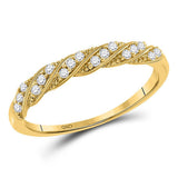10kt Yellow Gold Womens Round Diamond Stackable Band Ring 1/8 Cttw