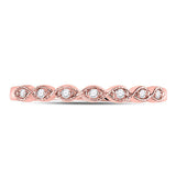 14kt Rose Gold Womens Round Diamond Stackable Band Ring 1/20 Cttw
