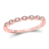 14kt Rose Gold Womens Round Diamond Stackable Band Ring 1/20 Cttw