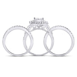 14kt White Gold Princess Diamond Bridal Wedding Ring Band Set 2-1/2 Cttw