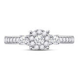 14kt White Gold Round Diamond 3-stone Bridal Wedding Engagement Ring 5/8 Cttw