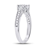 14kt White Gold Round Diamond 3-stone Bridal Wedding Engagement Ring 5/8 Cttw