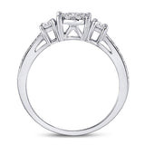 14kt White Gold Round Diamond 3-stone Bridal Wedding Engagement Ring 5/8 Cttw