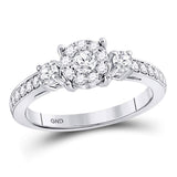 14kt White Gold Round Diamond 3-stone Bridal Wedding Engagement Ring 5/8 Cttw