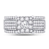10kt White Gold Round Diamond Bridal Wedding Ring Band Set 1-3/8 Cttw