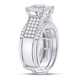 10kt White Gold Round Diamond Bridal Wedding Ring Band Set 1-3/8 Cttw