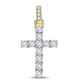 10kt Yellow Gold Mens Round Diamond Cross Charm Pendant 1/8 Cttw