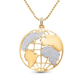 10kt Yellow Gold Mens Round Diamond Globe World Charm Pendant 5/8 Cttw