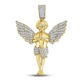 10kt Yellow Gold Mens Round Diamond Angel Charm Pendant 3/8 Cttw