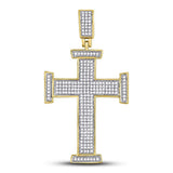 10kt Yellow Gold Mens Round Diamond Cross Charm Pendant 3/4 Cttw