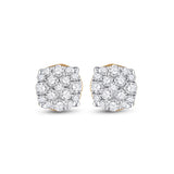 10kt Yellow Gold Mens Round Diamond Cluster Earrings 1/5 Cttw
