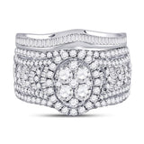 14kt White Gold Round Diamond Oval Bridal Wedding Ring Band Set 2 Cttw