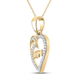 10kt Yellow Gold Womens Round Diamond Mom Heart Pendant 1/8 Cttw