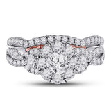 14kt White Gold Round Diamond Bridal Wedding Ring Band Set 1-1/2 Cttw
