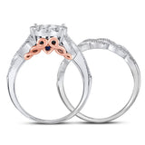 14kt White Gold Princess Diamond Bridal Wedding Ring Band Set 1 Cttw