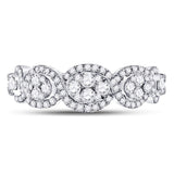 14kt White Gold Womens Round Diamond Anniversary Band Ring 1 Cttw