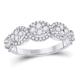 14kt White Gold Womens Round Diamond Anniversary Band Ring 1 Cttw