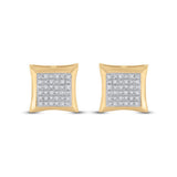 10kt Yellow Gold Mens Round Diamond Kite Square Earrings 1/12 Cttw
