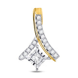 10kt Yellow Gold Womens Princess Diamond Solitaire Pendant 1/5 Cttw